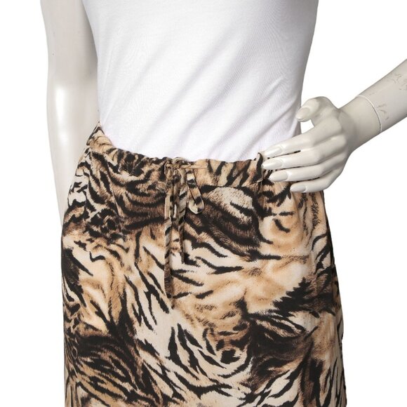 Vintage Harmony Midi Skirt Tiger Print Lightweight Drawstring Elastic Waist - Picture 6 of 8